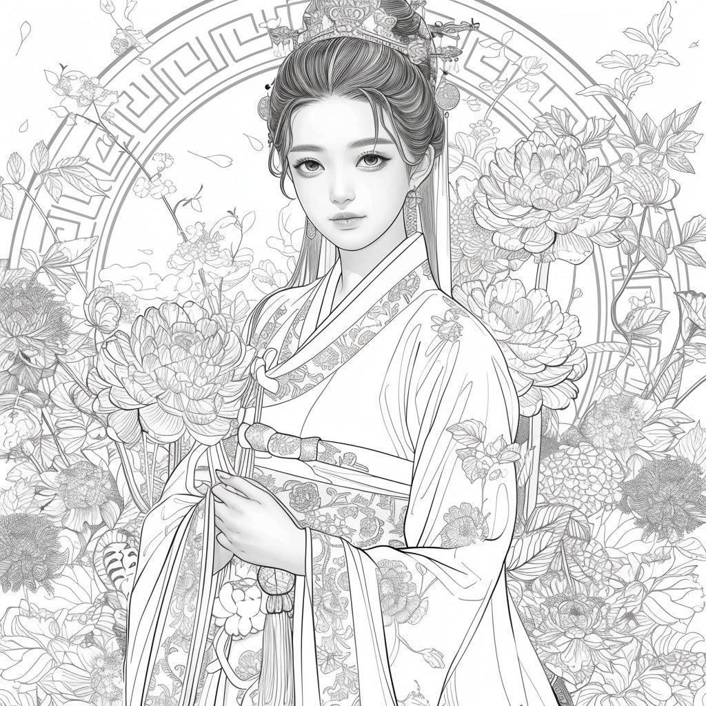 The Blossom Empress – A Symphony of Hanbok and Flowers
