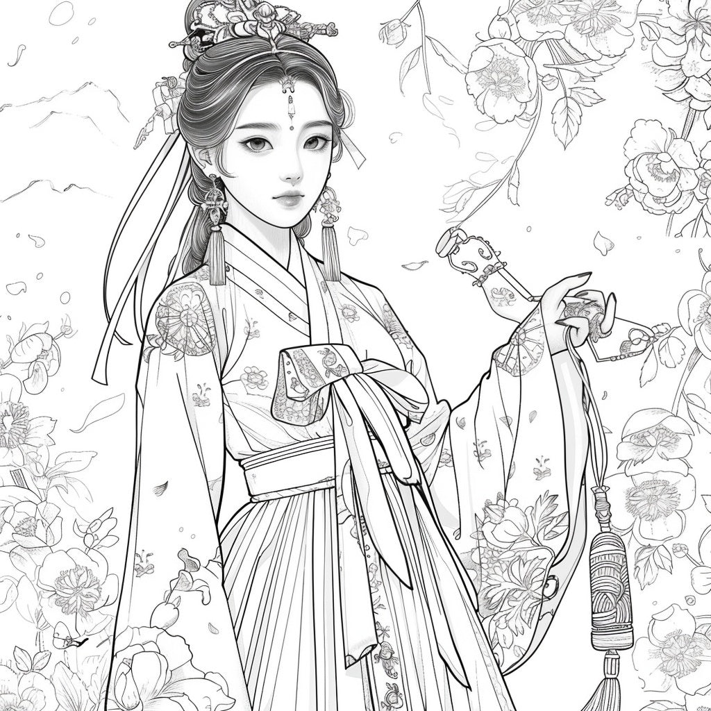 The Blossom Empress – A Symphony of Hanbok and Flowers