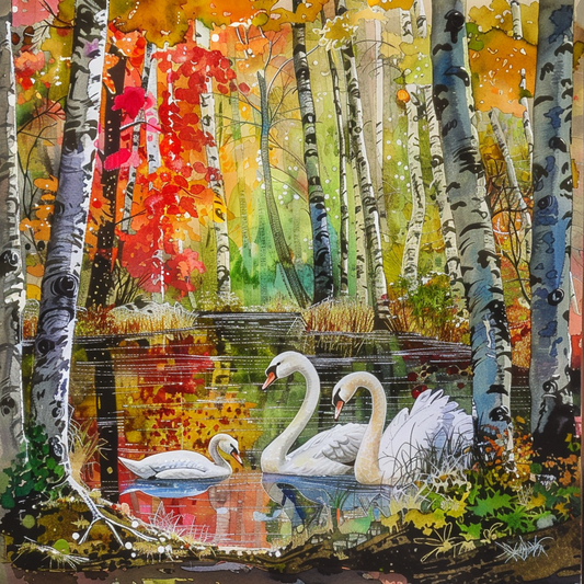 Swans of the Birch Forest