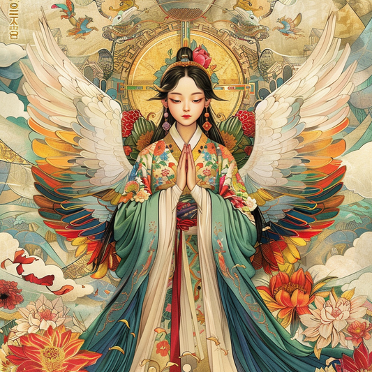 Celestial Harmony: The Winged Guardian of Light