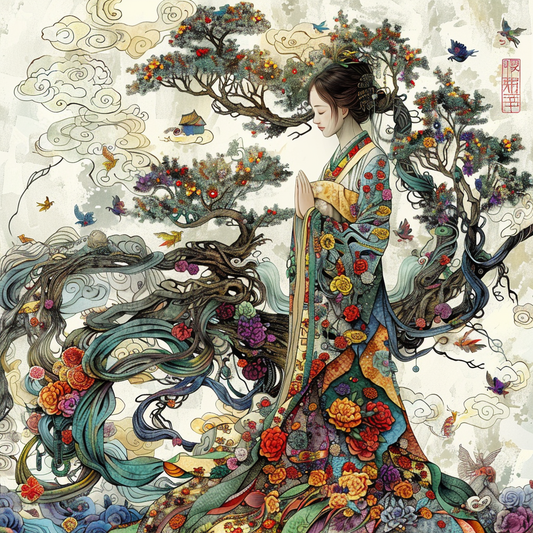 Whispering Blossoms – The Prayer Beneath Ancient Pines