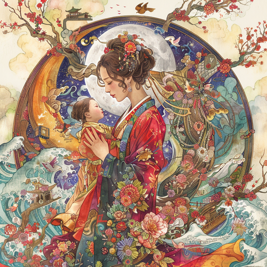 Moonlit Embrace: The Eternal Bond of Mother and Child