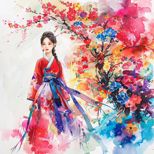 Blossoms of Grace – The Flower Maiden in Hanbok