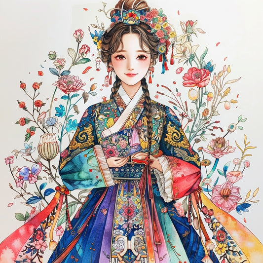 The Blossom Empress – A Symphony of Hanbok and Flowers