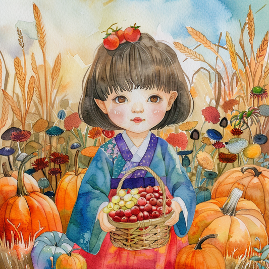 Autumn Harvest Girl in Hanbok