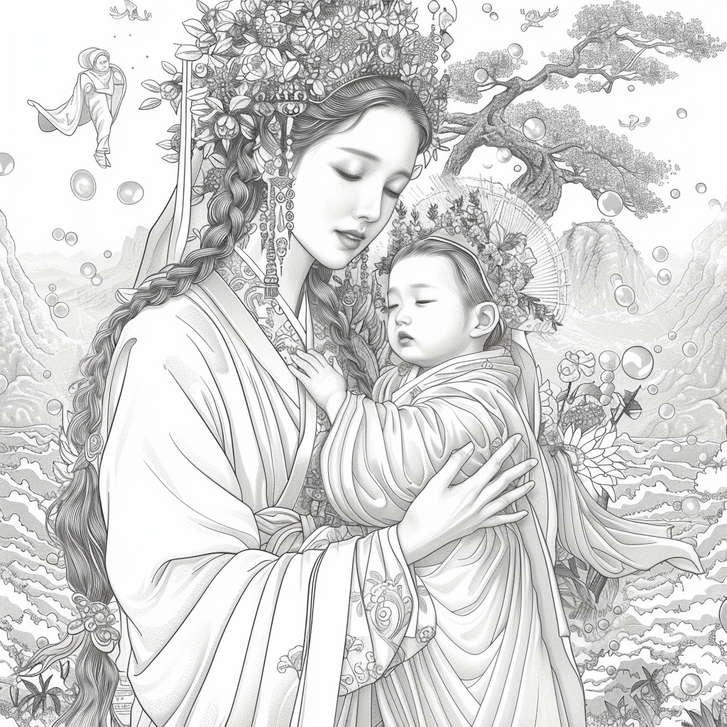 Sanctuary of Blossoms – The Sacred Mother and Child