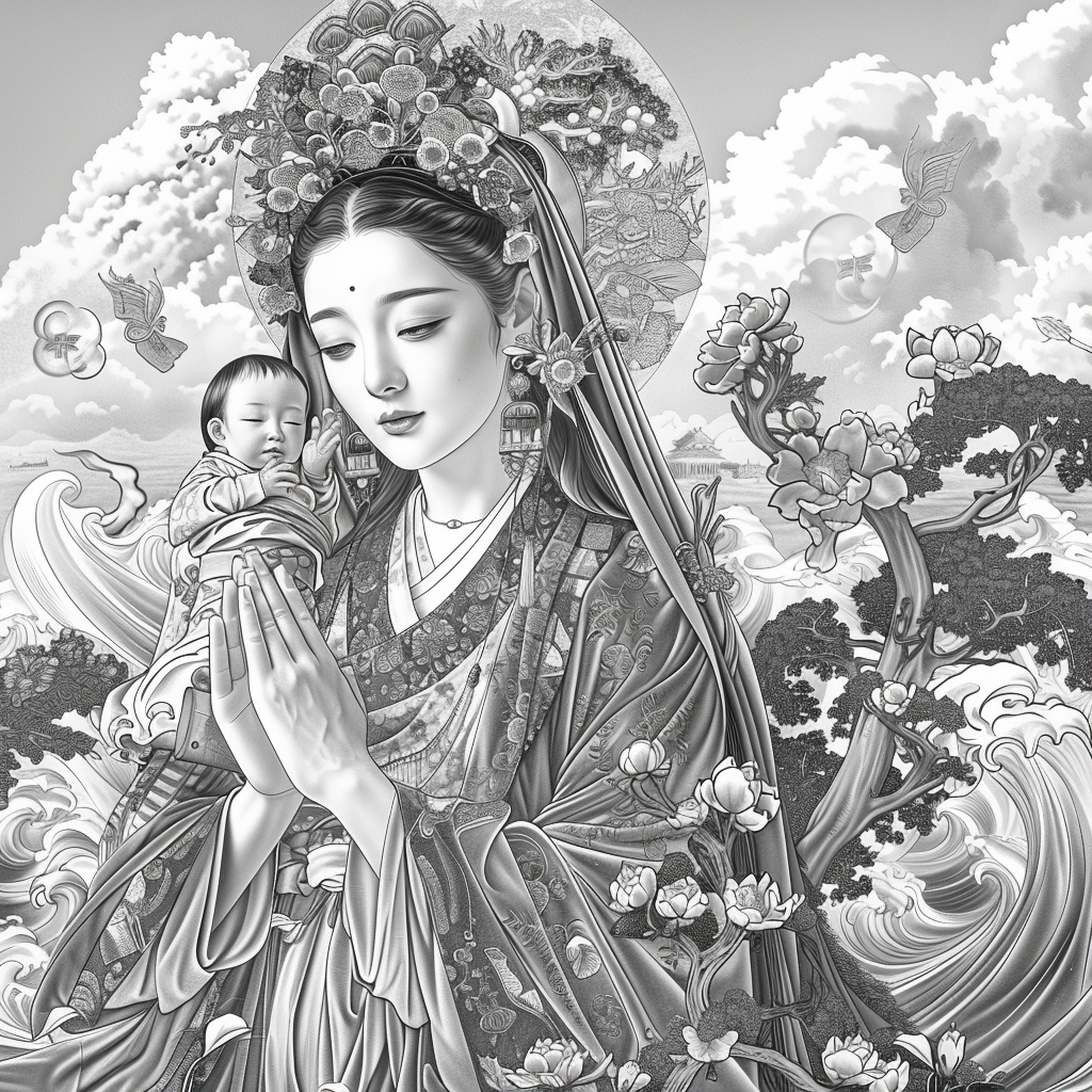 Sanctuary of Blossoms – The Sacred Mother and Child