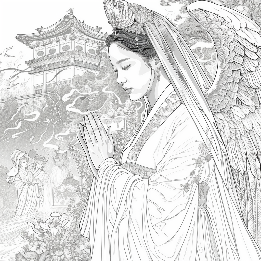 Celestial Harmony: The Winged Guardian of Light