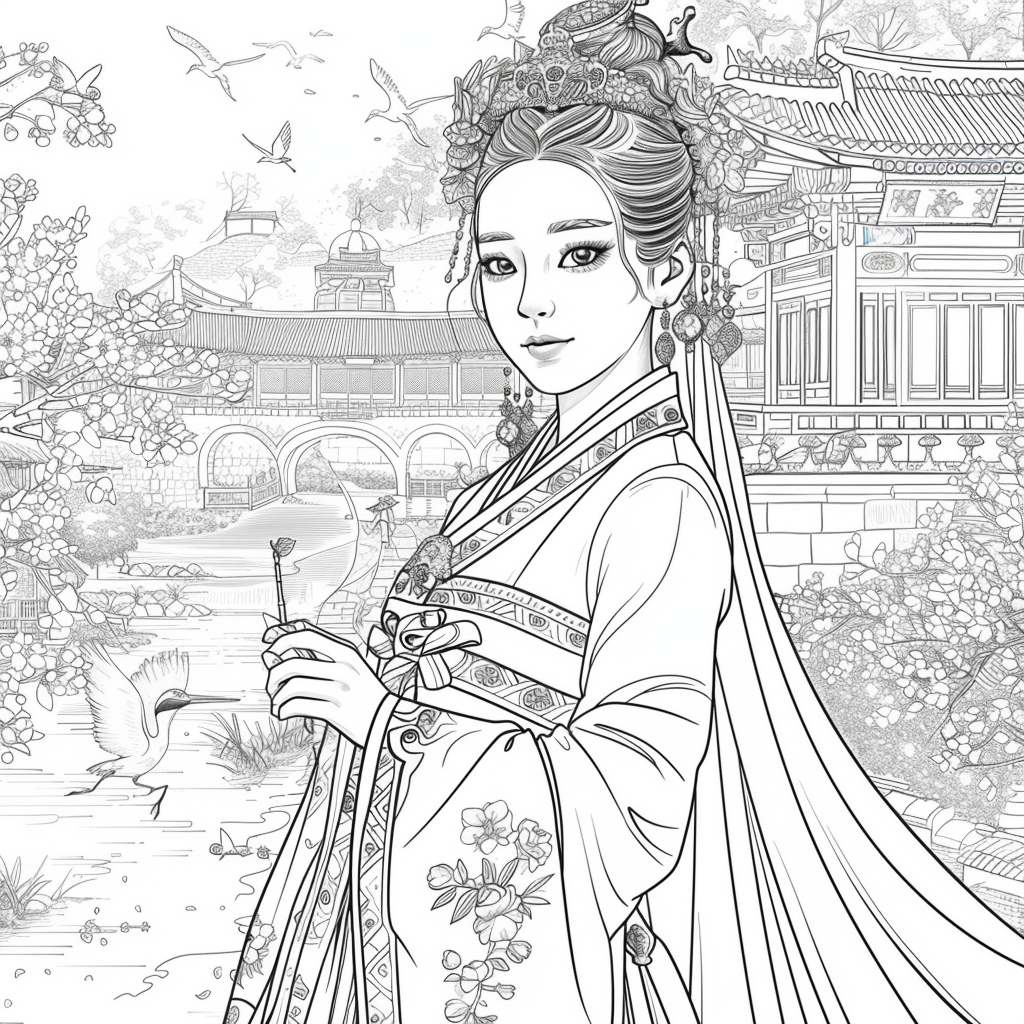 A Korean Beauty Beneath the Blossoming Night