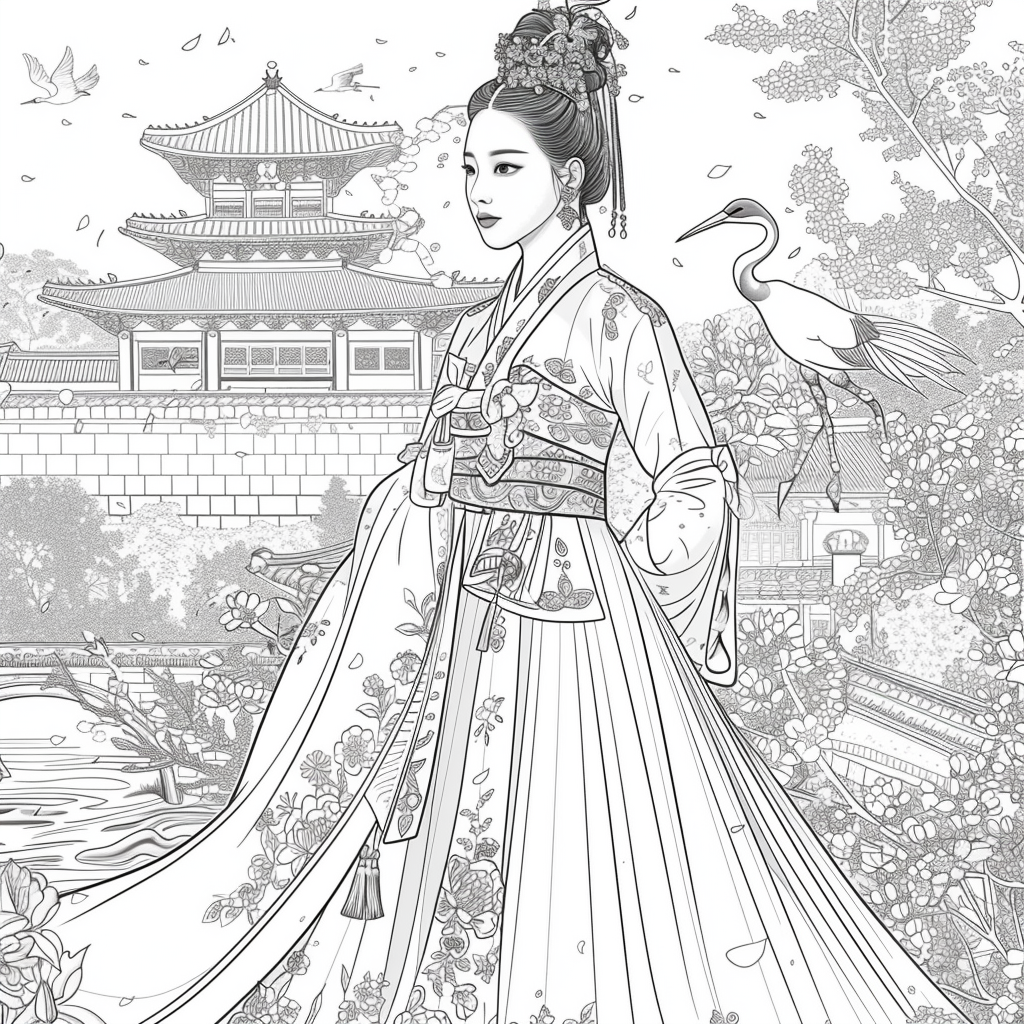 A Korean Beauty Beneath the Blossoming Night