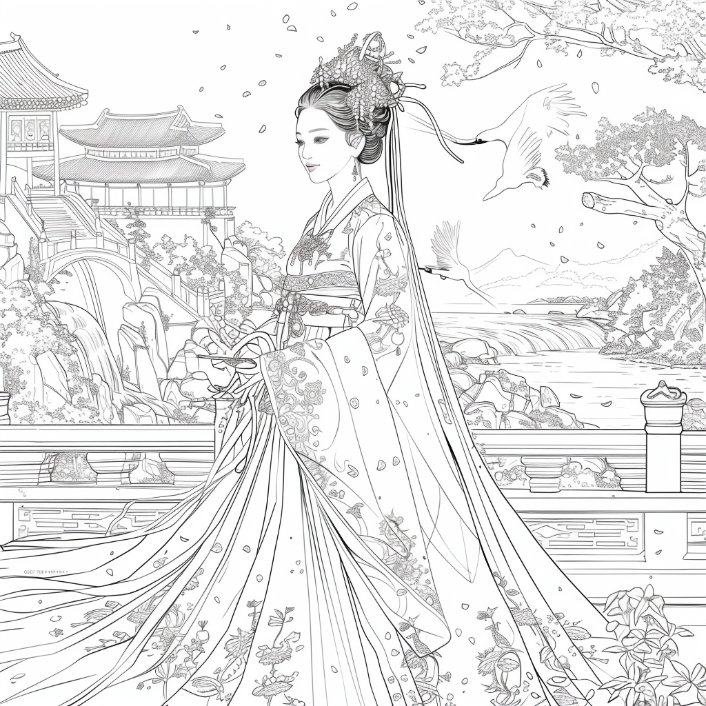 A Korean Beauty Beneath the Blossoming Night