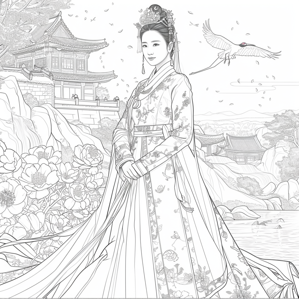 A Korean Beauty Beneath the Blossoming Night