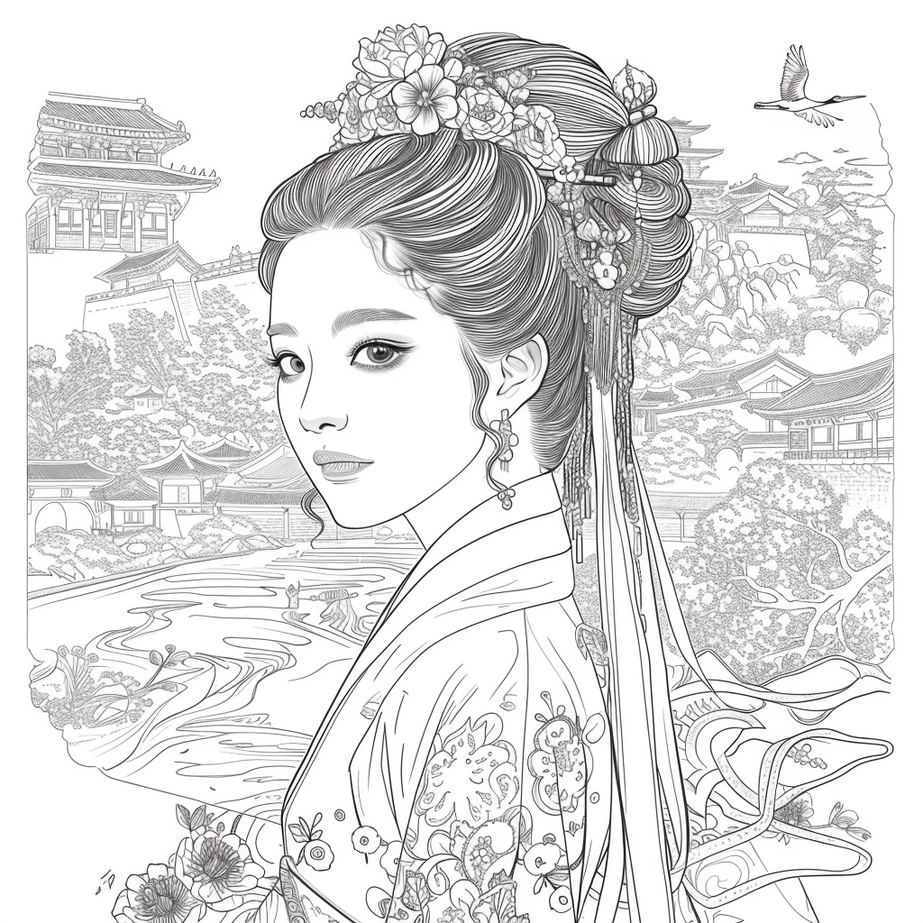 A Korean Beauty Beneath the Blossoming Night