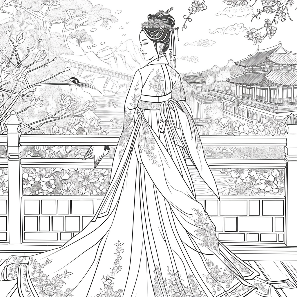 A Korean Beauty Beneath the Blossoming Night