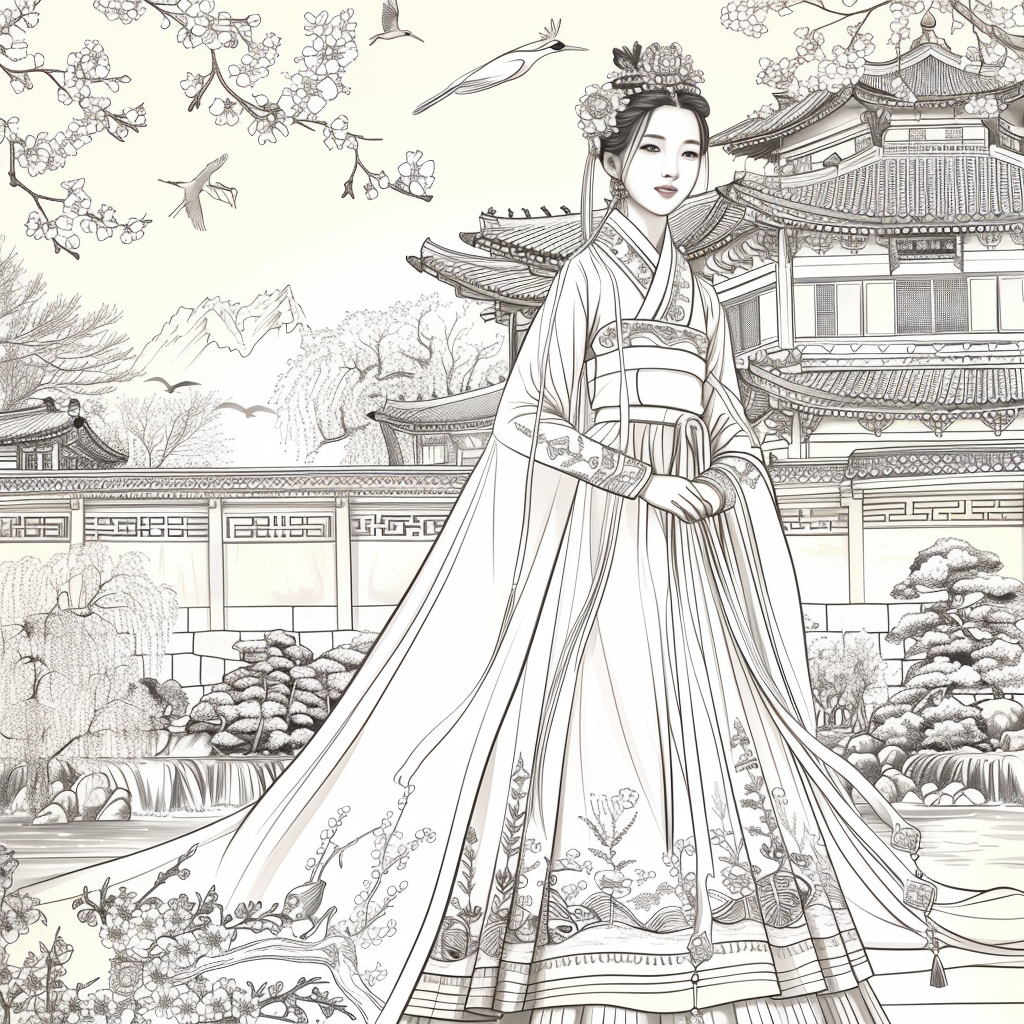 A Korean Beauty Beneath the Blossoming Night