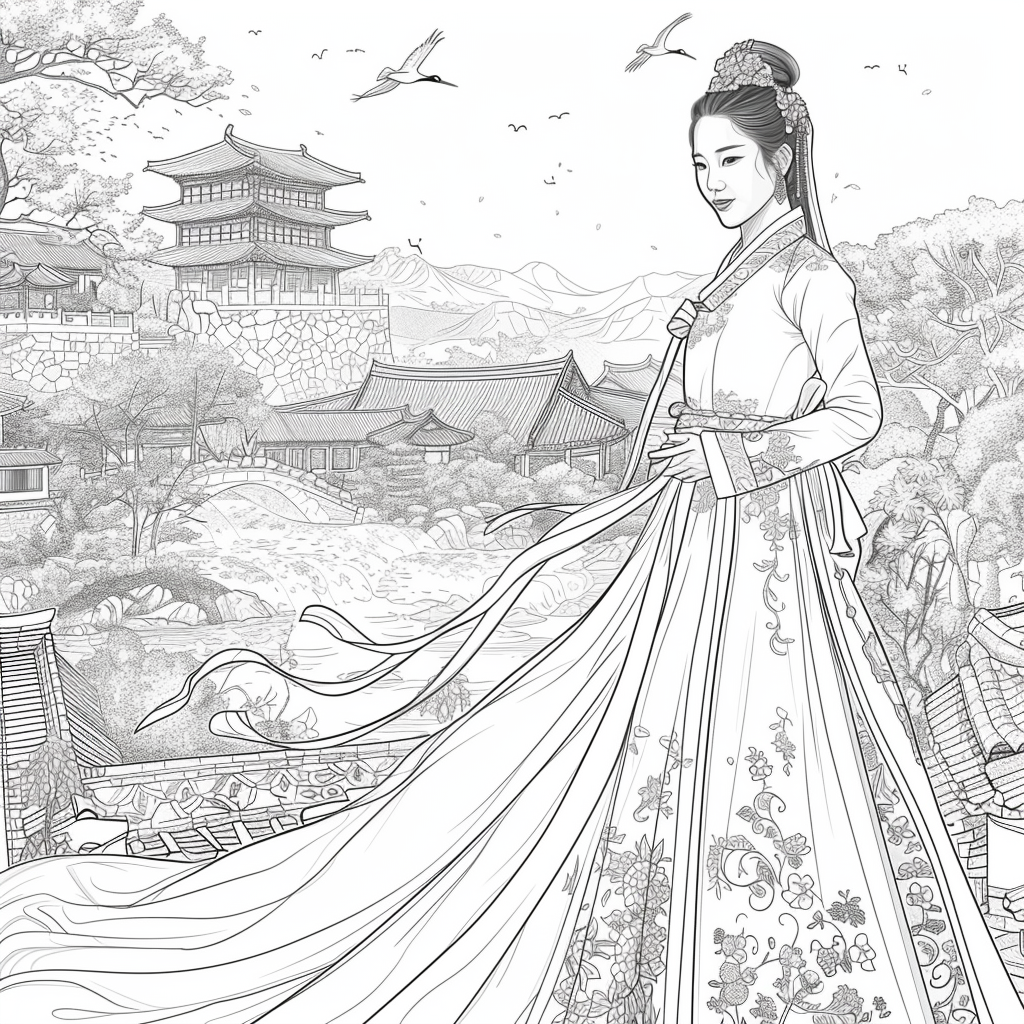 A Korean Beauty Beneath the Blossoming Night