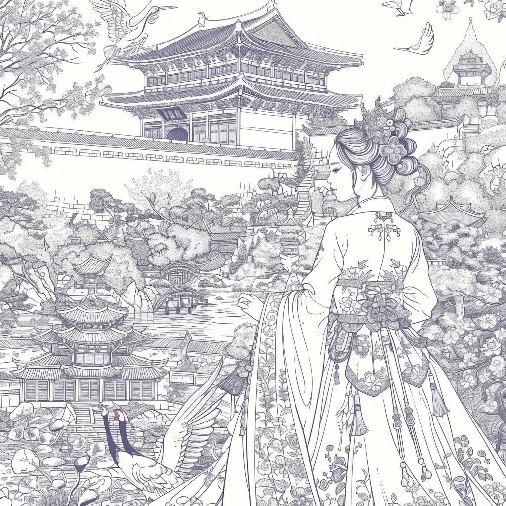 A Korean Beauty Beneath the Blossoming Night
