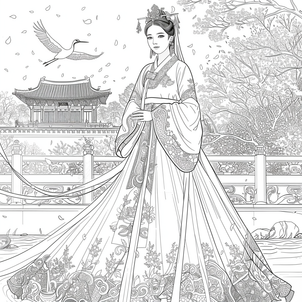 A Korean Beauty Beneath the Blossoming Night