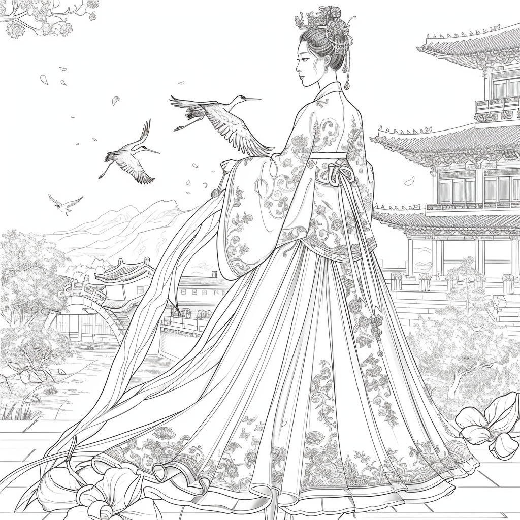 A Korean Beauty Beneath the Blossoming Night