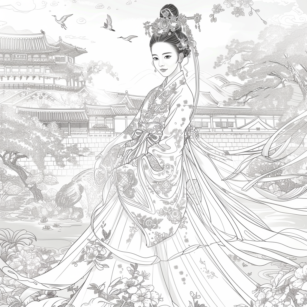 A Korean Beauty Beneath the Blossoming Night
