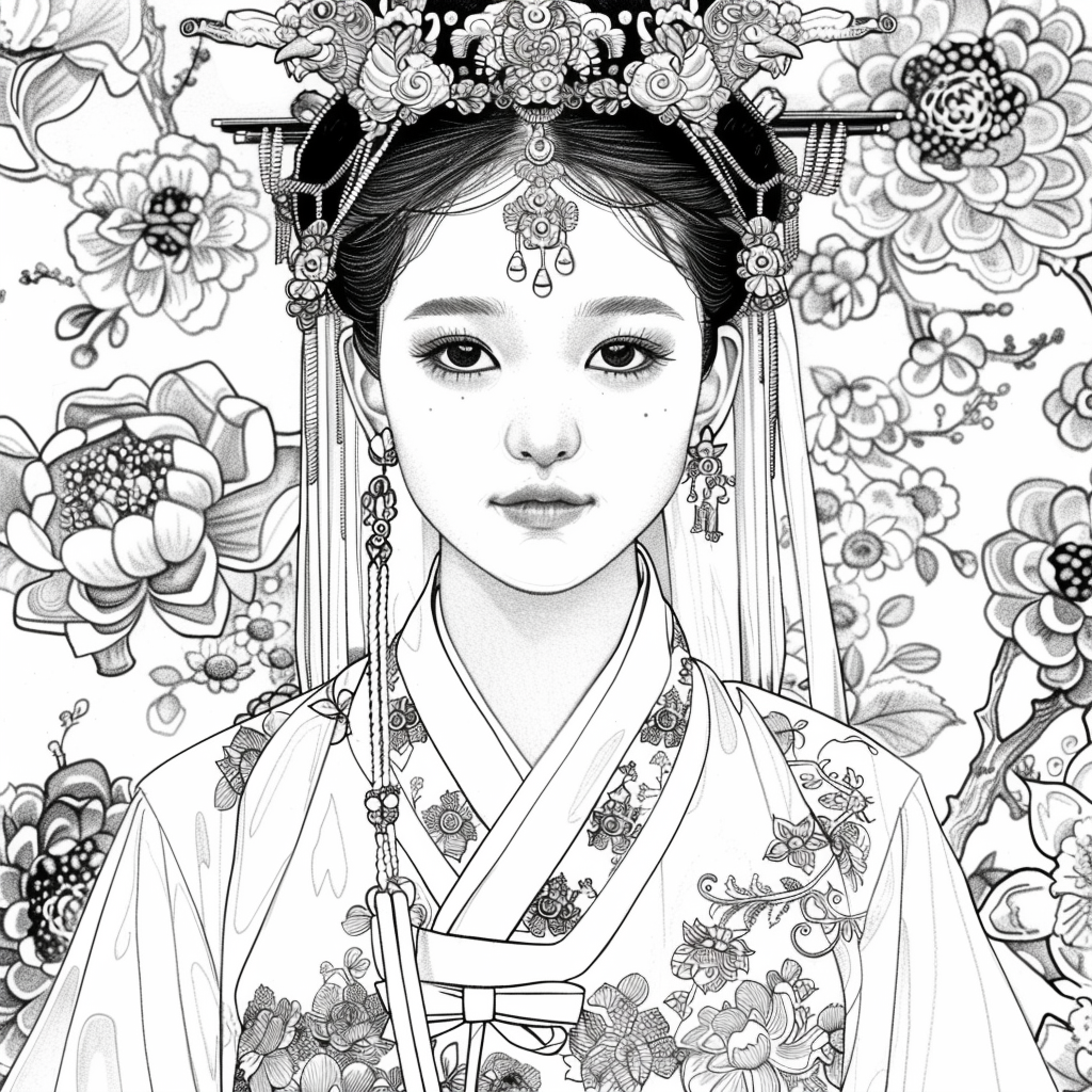 Radiant Blossom: The Korean Bride in Regal Hanbok