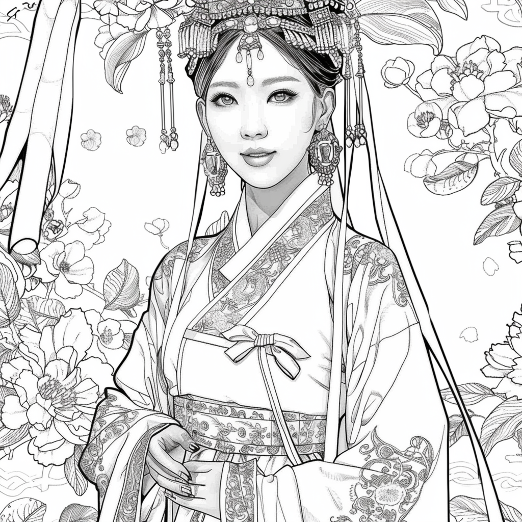 Radiant Blossom: The Korean Bride in Regal Hanbok