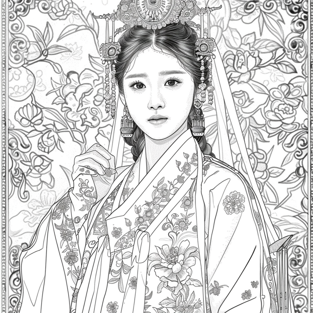 Radiant Blossom: The Korean Bride in Regal Hanbok