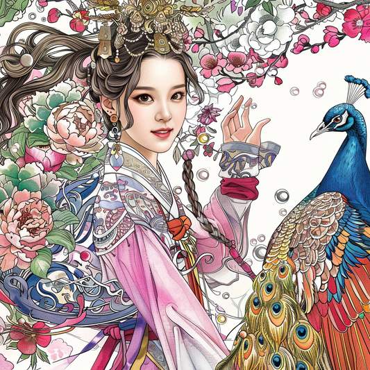 The Enchanted Princess and the Peacock of Blossoms