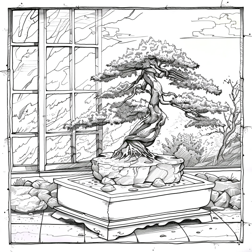 Bonsai by the Mountain Window