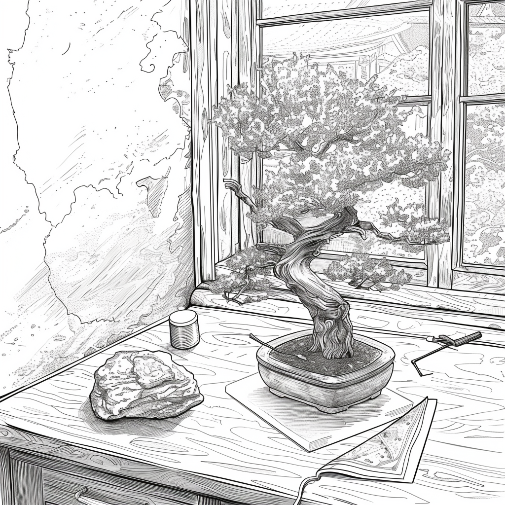 Bonsai by the Mountain Window