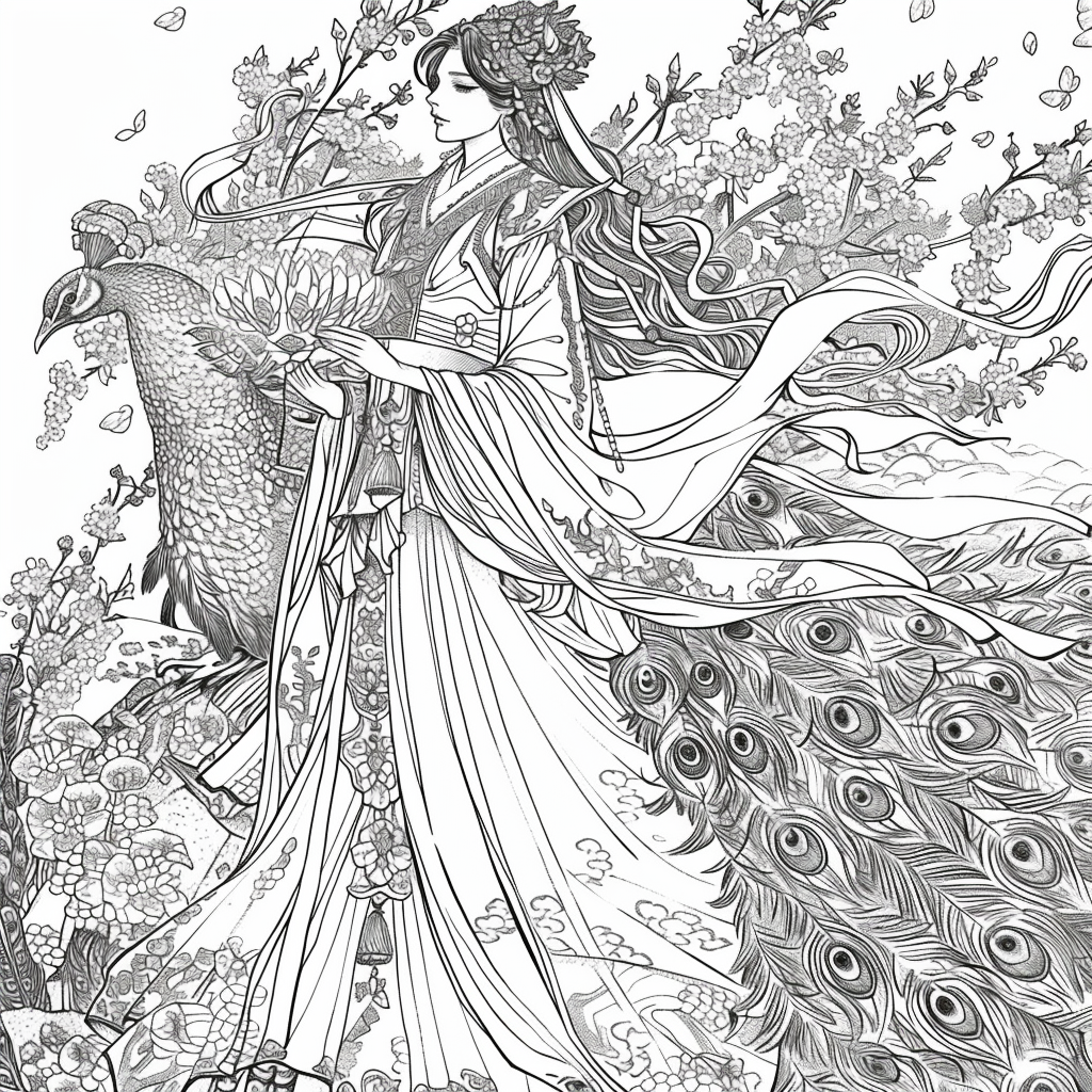 The Enchanted Princess and Her Peacock Guardian