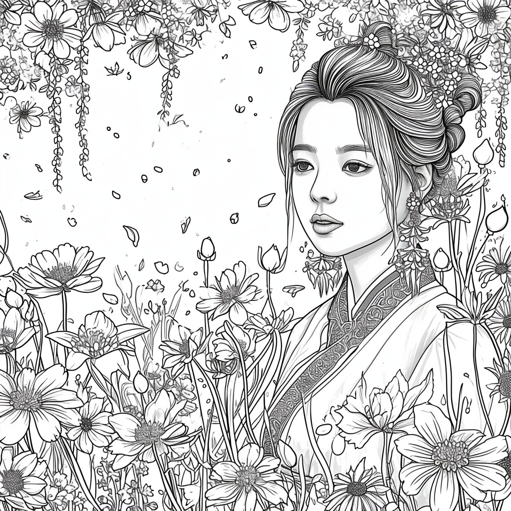 Blossoms of Grace – The Flower Maiden in Hanbok