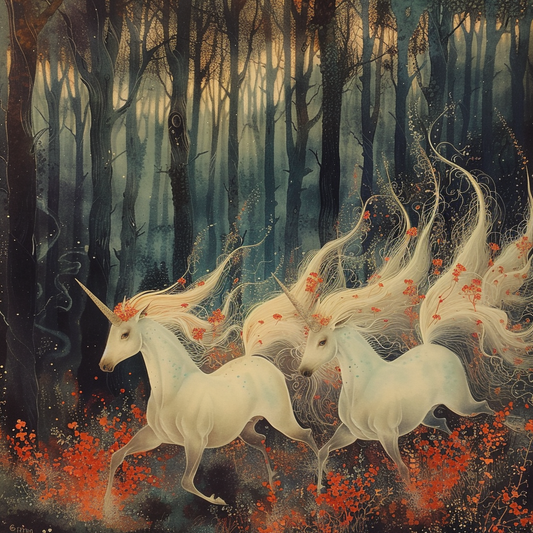 Dancing Unicorns in Moonlight